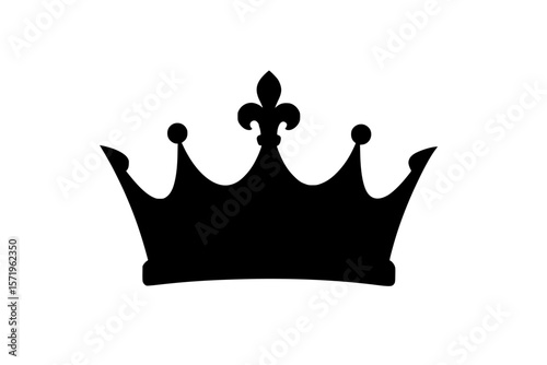 Royal Crown Silhouette in Black on White Background