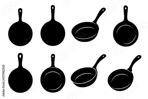 Variety of Silhouetted Frying Pans and Skillets