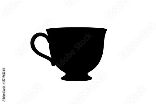 Silhouette of a Teacup Isolated on White Background