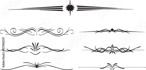 Elegant collection of vintage dividers and text separators with ornate swirls and flourishes.