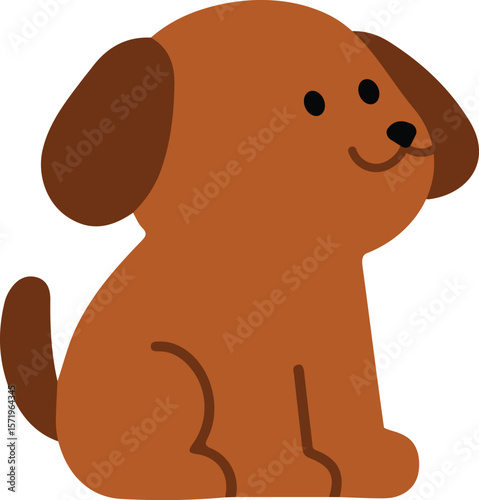 A smiling brown puppy in flat vector style. Great for preschool games, animal flashcards, and pet-themed educational content.