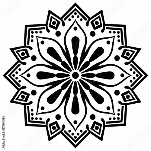 Elegant Black and White Mandala Design Intricate Floral Pattern for Art, Print, and Decor