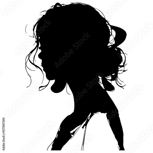 silhouette of a girl with headphones