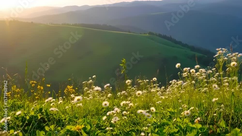 Wild Flowers on the Hills with Golden Hour