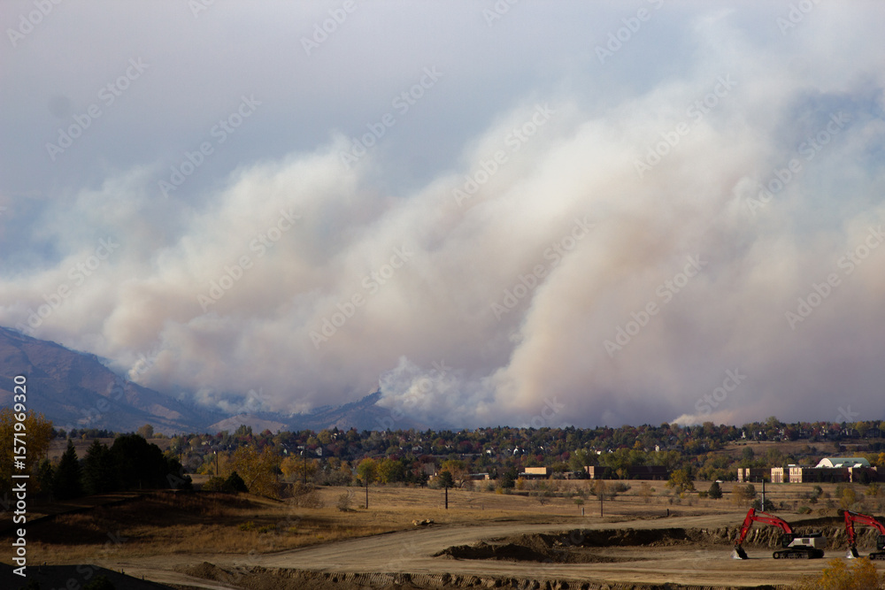 Fototapeta premium Wildfire Near Town