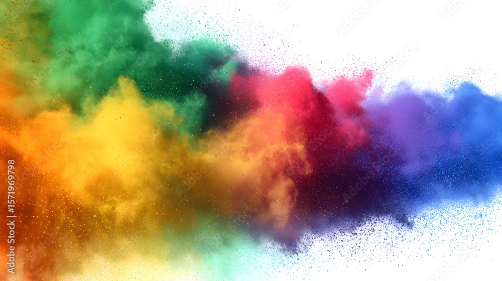 Obraz premium Isolated multicolor dust blast, rainbow hues, no logos or text