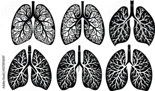 human lungs damaged, human lungs, lung-silhouette, Day of World Lung Cancer, lungs tree flower