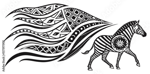 Abstract Black and White Tribal Geometric Pattern