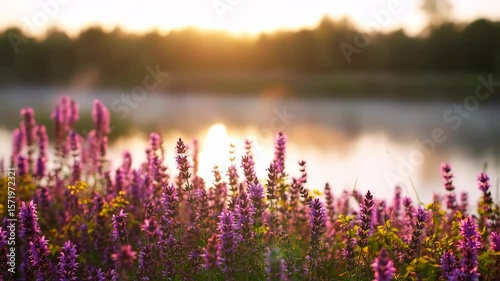 Blooming Flowers by the River