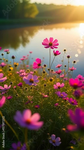 Blooming Flowers by the River