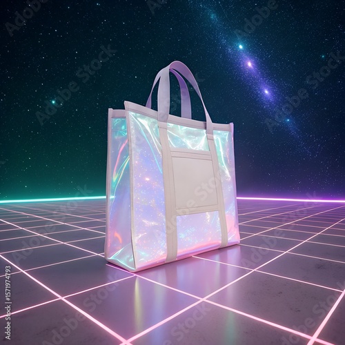 shopping bag on disco floor mockup