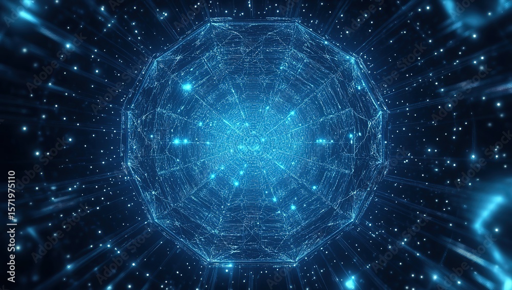 Obraz premium Abstract blue technology background with a hexagonal pattern for a digital and science concept vector illustration. Digital abstract futuristic geometric tech wallpaper design with connection