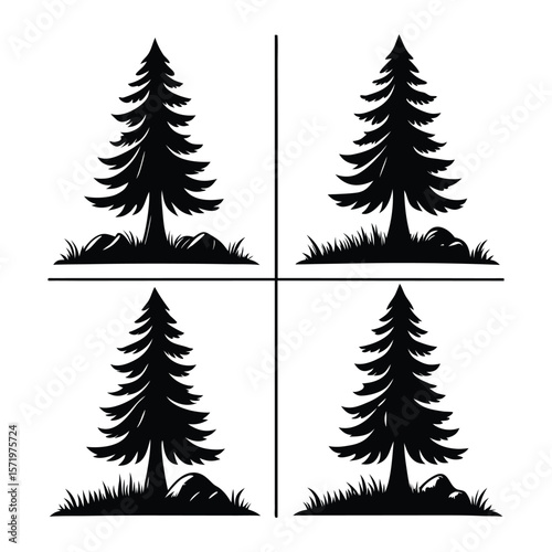 Stylized Pine Tree Silhouettes
