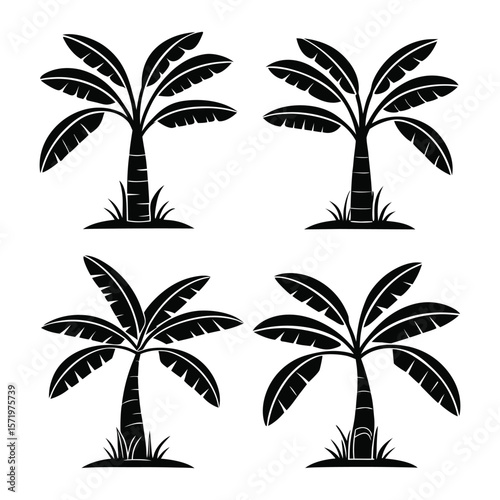 Stylized Banana Tree Silhouettes