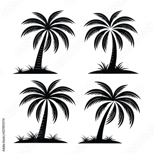 Stylized Palm Tree Silhouettes