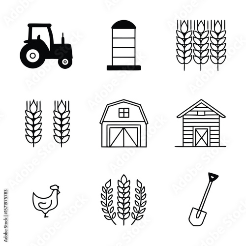 Modern Agriculture Icon Set