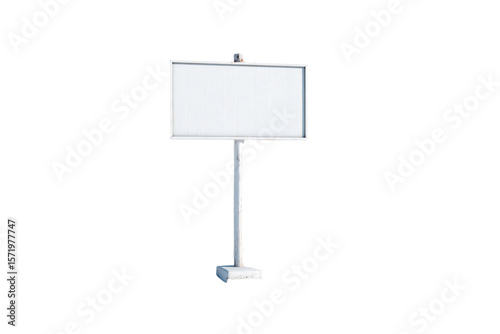 3D Render a white sign on a metal pole with a white background