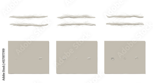 Three light gray electrical outlets with two white cloud like shapes above each one arranged neatly
