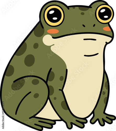Frog sitting with green and beige colors vector illustration natural design