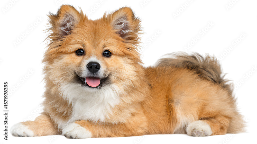 Obraz premium A Fluffy Small Puppy With White Paws On Transparent Background