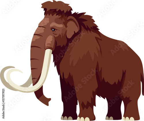 Woolly mammoth prehistoric elephant with large curved tusks vector illustration