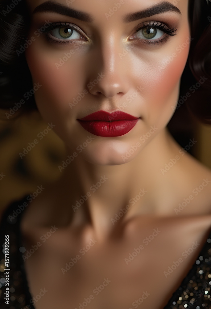 Fototapeta premium Woman with bold makeup and red lips