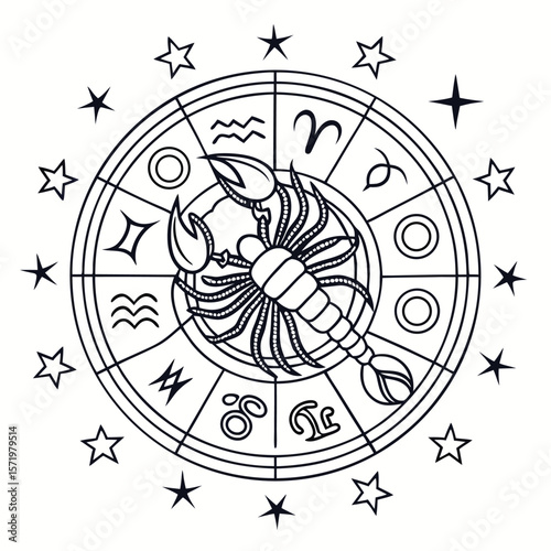 Zodiac Symbol Line Art Set – Celestial Astrology Vector Icons
