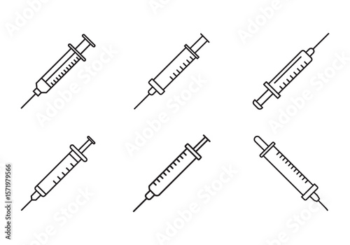 set of syringe icon line art vector illustration