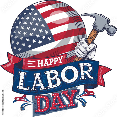 Colorful Labor Day Vector Design