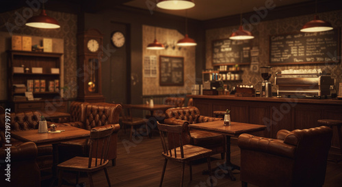 A cozy and inviting bar interior with a vintage industrial design. Exposed pipes  wooden furniture  warm lighting  and a stocked counter evoke a nostalgic and relaxed atmosphere. 