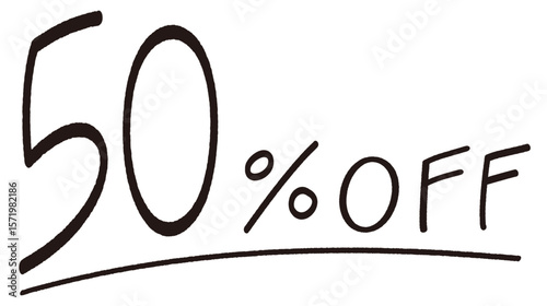 手描きの50%OFFの文字のイラスト