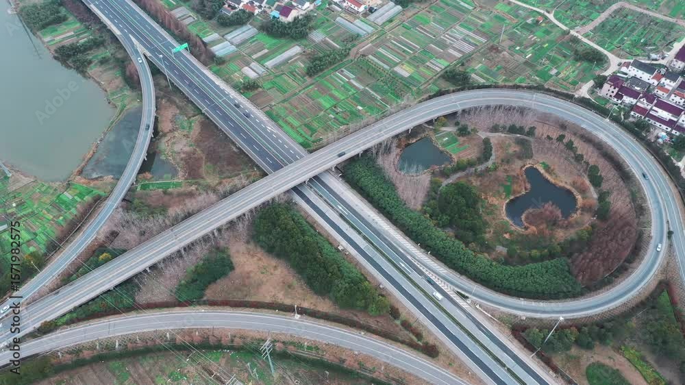 Exploring the intricate design of Shanghai Round City Expressway entrance overpass with aerial perspectives Exploring the intricate design of Shanghai Round City Expressway entrance overpass with aerial perspectives