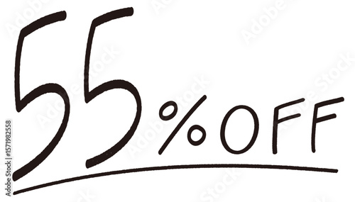 手描きの55%OFFの文字のイラスト