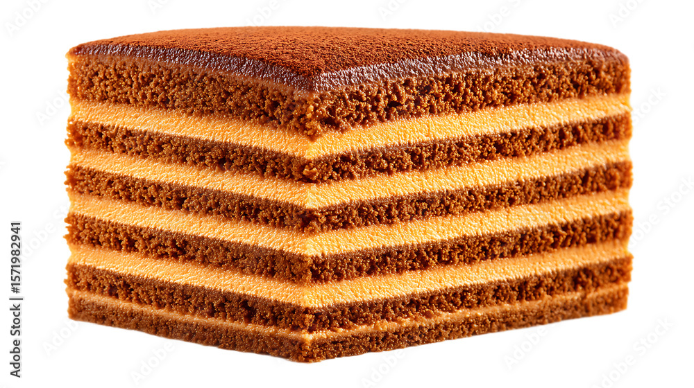 Fototapeta premium Chocolate Cake with Orange Cream Filling on Transparent Background