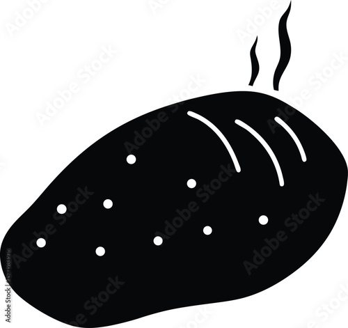 Baked sweet potato with steam vector silhouette