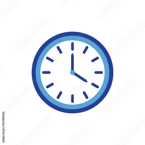 Time clock icon Schedule  vector . Blue wall clock line icon. Wall clock vector icon , linear style. Clock icon in trendy flat style isolated on white background