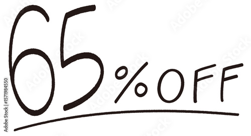 手描きの65%OFFの文字のイラスト