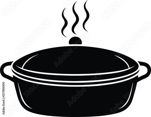 Casserole dish with steam vector silhouette