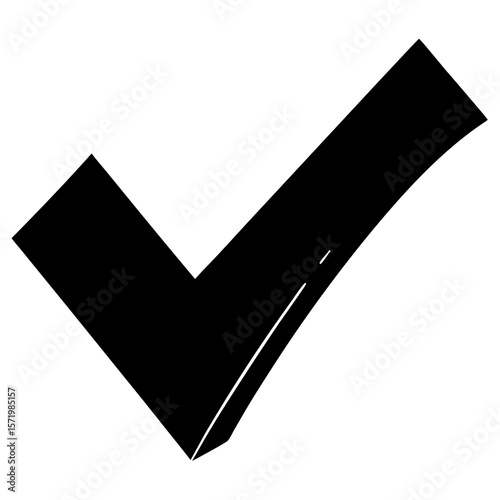 Bold Black Checkmark Icon Graphic Design Element Approval Symbol