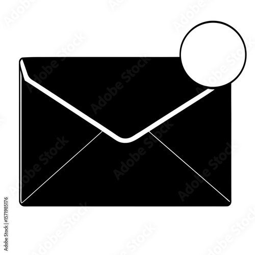 Black and white minimalist email notification icon new message alert digital communication graphic design element