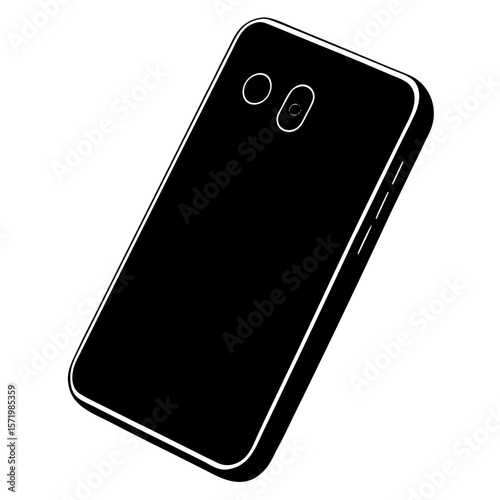 Black Smartphone Back Minimalist Design Modern Technology Device Icon Graphic Illustration