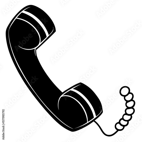 Retro Telephone Handset Silhouette Classic Communication Icon Graphic Design Element