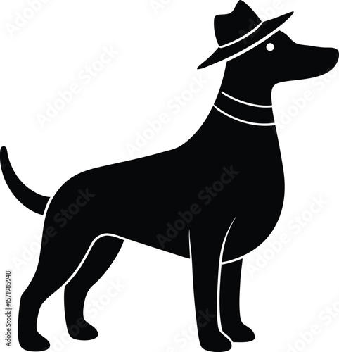 Dog wearing pilgrim hat vector silhouette