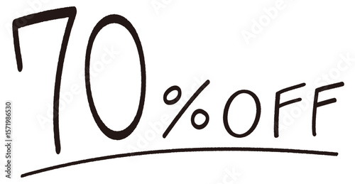 手描きの70%OFFの文字のイラスト