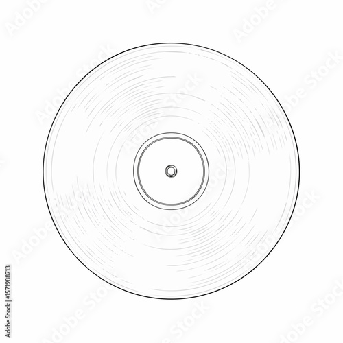 Simple line drawing of a vinyl record, showing concentric circles and grooves.
