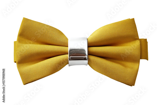 3D Render a yellow bow tie with a silver buckle