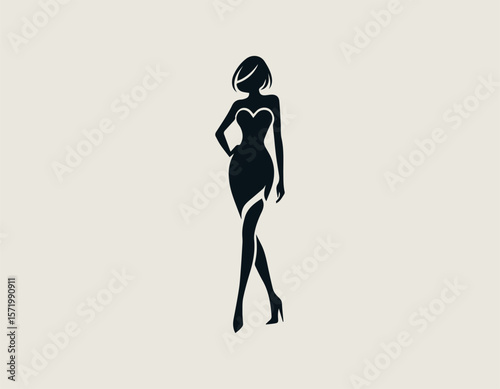 Stylish Woman Silhouette Fashion Elegance Modern Femininity Vector Logo Design