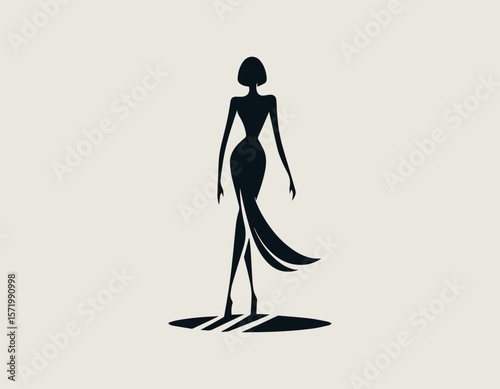Stylish Woman Silhouette Fashion Elegance Modern Femininity Vector Logo Design