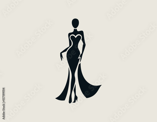 Stylish Woman Silhouette Fashion Elegance Modern Femininity Vector Logo Design