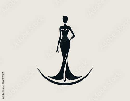 Stylish Woman Silhouette Fashion Elegance Modern Femininity Vector Logo Design